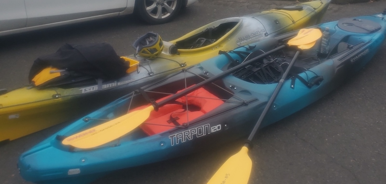 Oversized Gal Kayaking Clackamette on a Tarpon 120